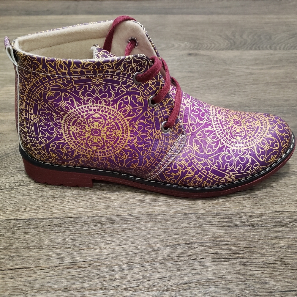 Neefs Lace Up Night Glow Ankle Boots with Mandala